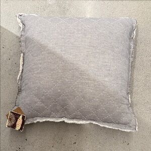 Neutral Quilted Square Throw Pillow - Light Gray